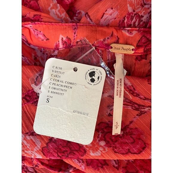 Free People See It Through Dress Coral Combo Womens Size Small - Picture 11 of 12